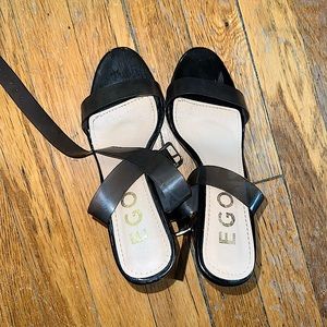 Ego Strappy Black  Translucent Sandals. US 6. (Can fit 6 1/2)